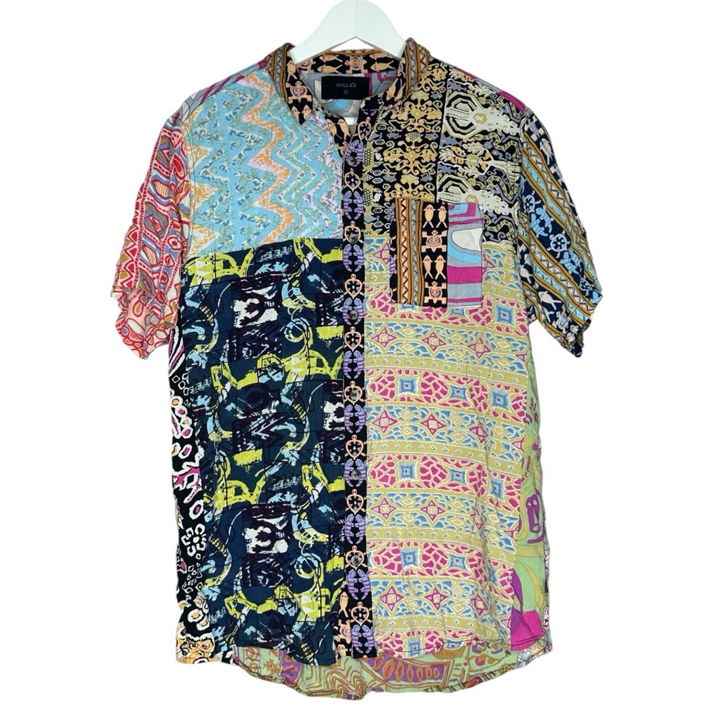 ROLLAS Patchwork Print Colorful Shirt Medium